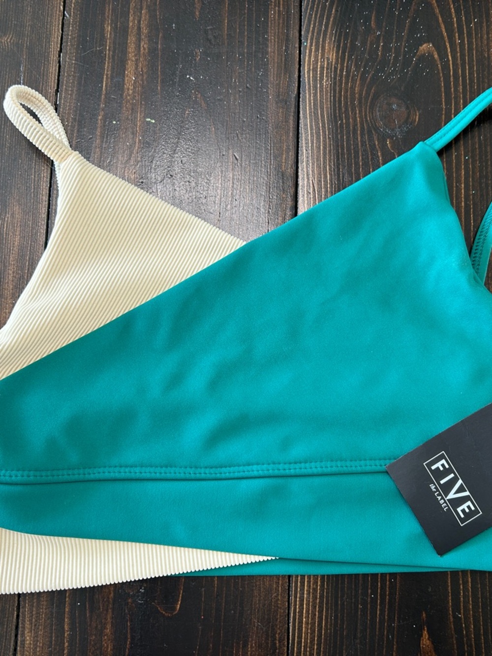 FIVE Teal & Cream Triangle Bikini Top